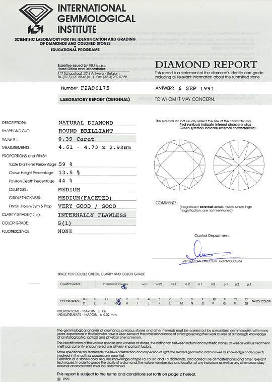 Foto 9 - Diamant 0,39 Carat Brillant IGI Lupenrein Top Wesselton, D6558