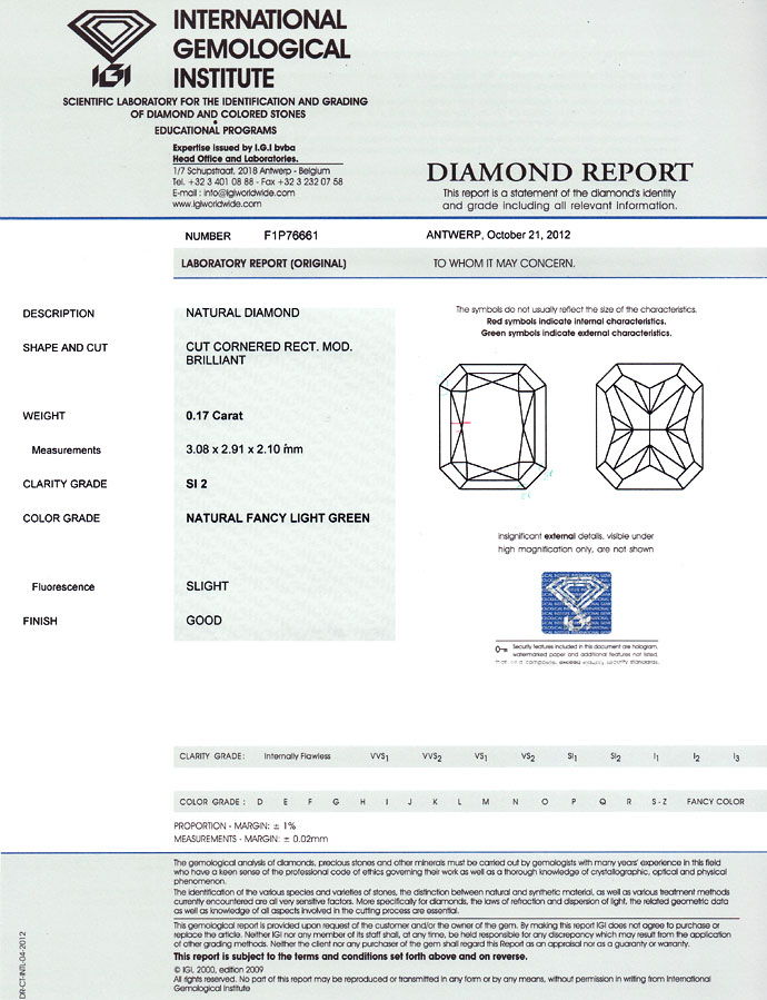 Foto 9 - Fancy Diamant Rectangular Light Green 0,17Carat mit IGI, D6766