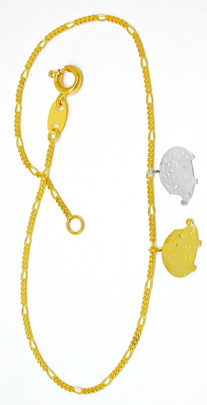 Foto 2 - 1A Gold-Armband, Gelb  und Weißgold Igel Anhänger! Neu, S0846