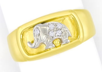 Foto 1 - Elefant mit Brillanten im Goldbandring 18K, S5363